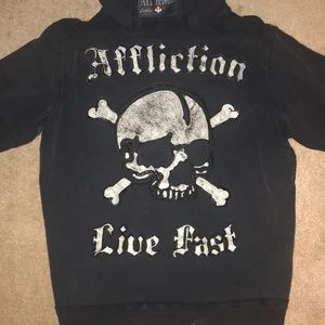 Affliction “Live Fast” zip up hoodie embroidered